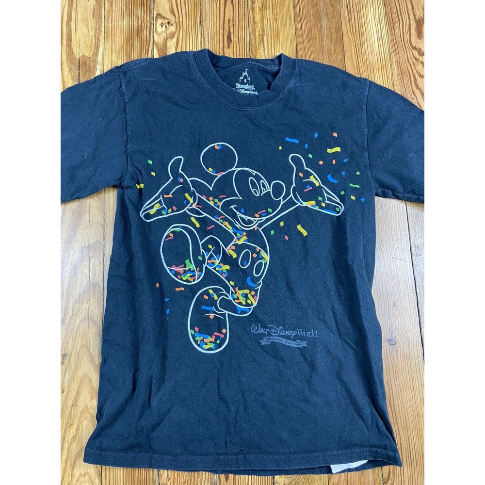 mickey mouse confetti tshirt mens size small‎ cotton walt disney